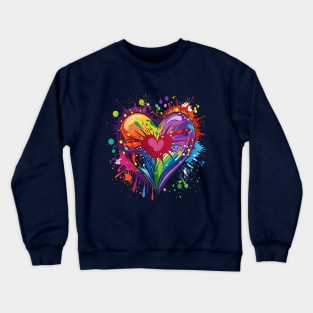 Colorful watercolor splash heart shape Crewneck Sweatshirt